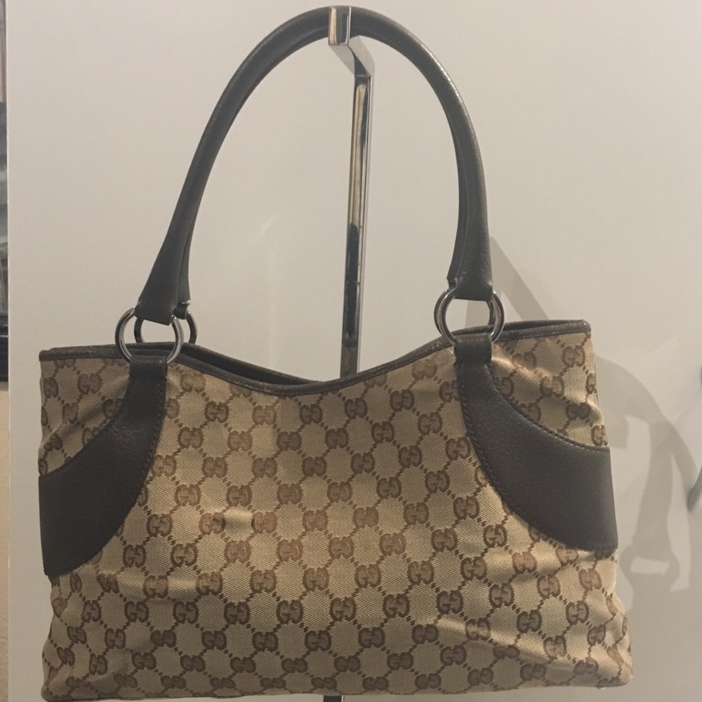 🚫SOLD🚫GUCCI Tote Brown Monogram Canvas Leather
